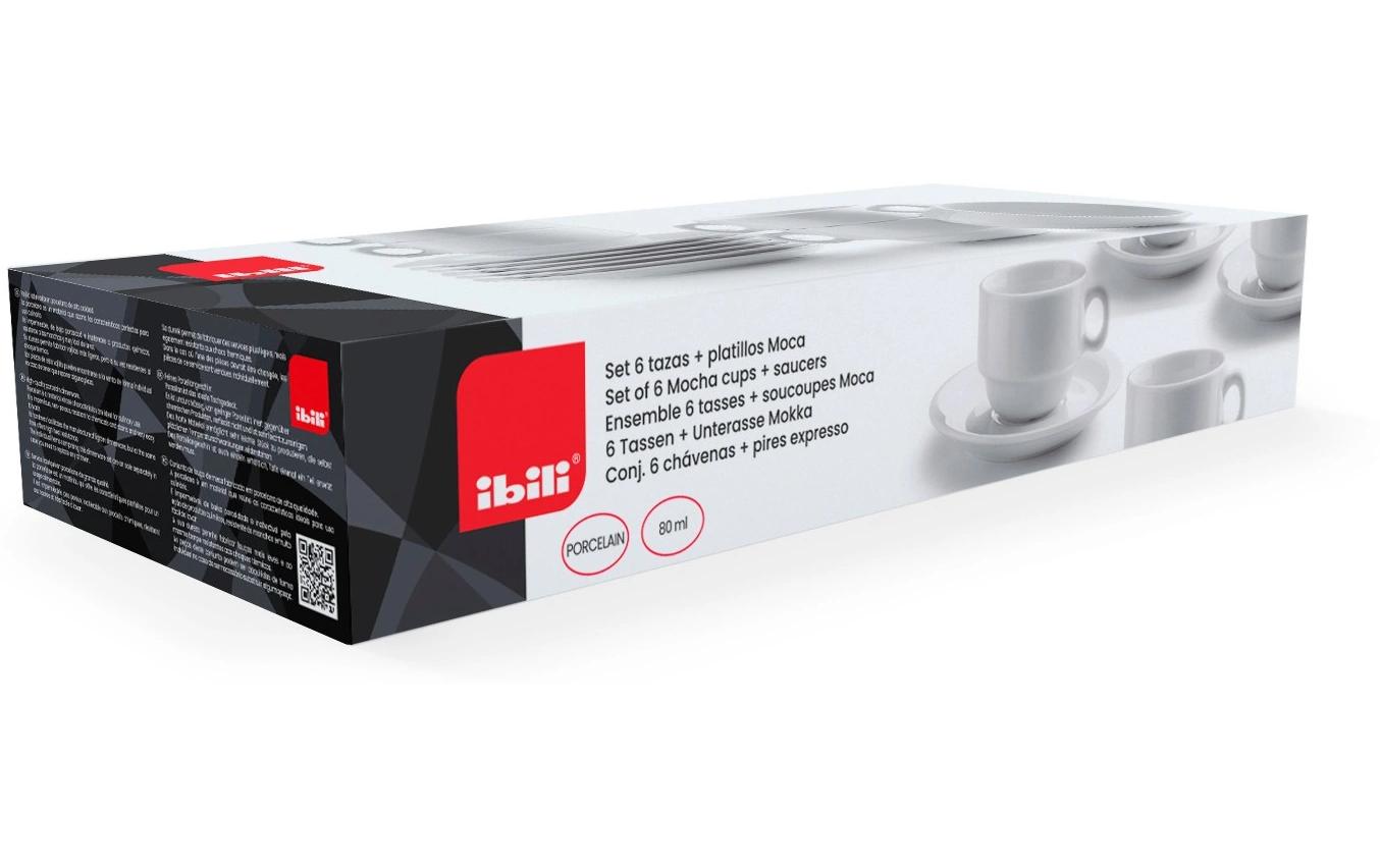Tassen + Unterteller-Set 80 ml, 6 Stück, WeissPerfekt für Kaffee oder Tee, stilvolles Castilla-Design