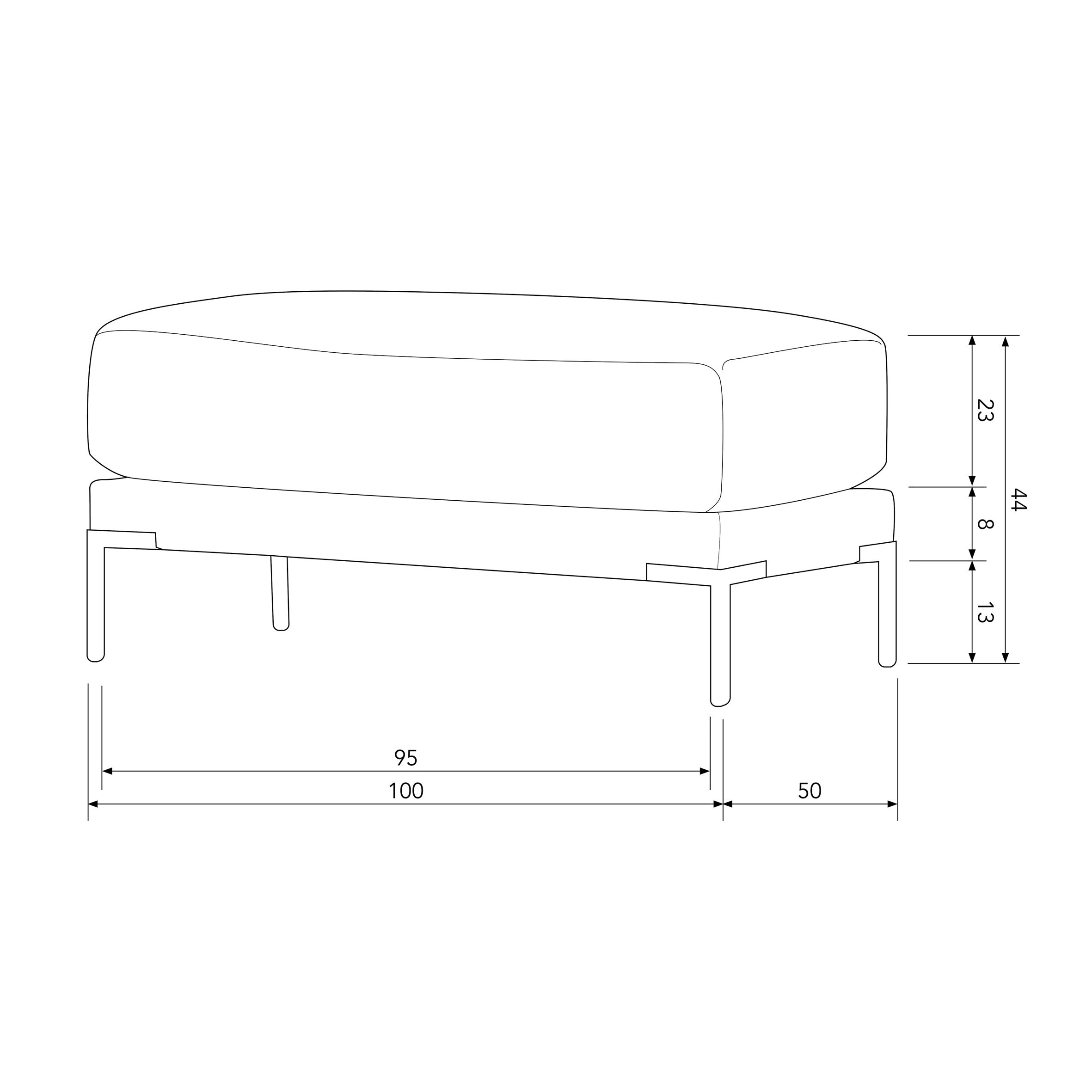 vtwonen Couple Poef - Polyester - Zand - 44x50x100