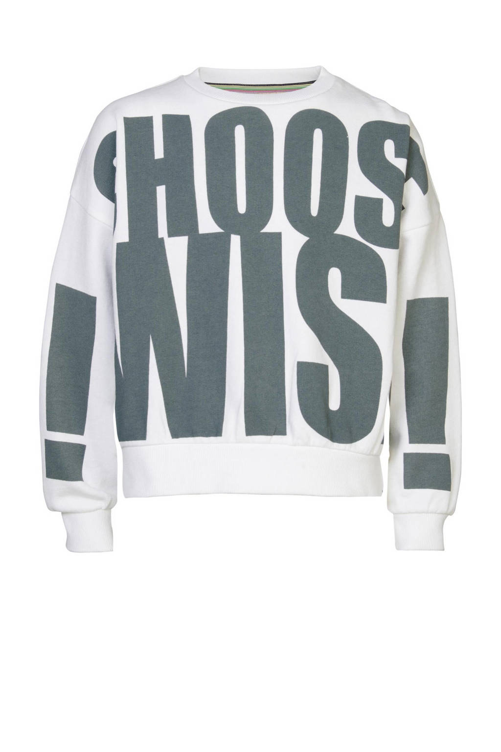 Blue Rebel sweater Ivy met tekst wit