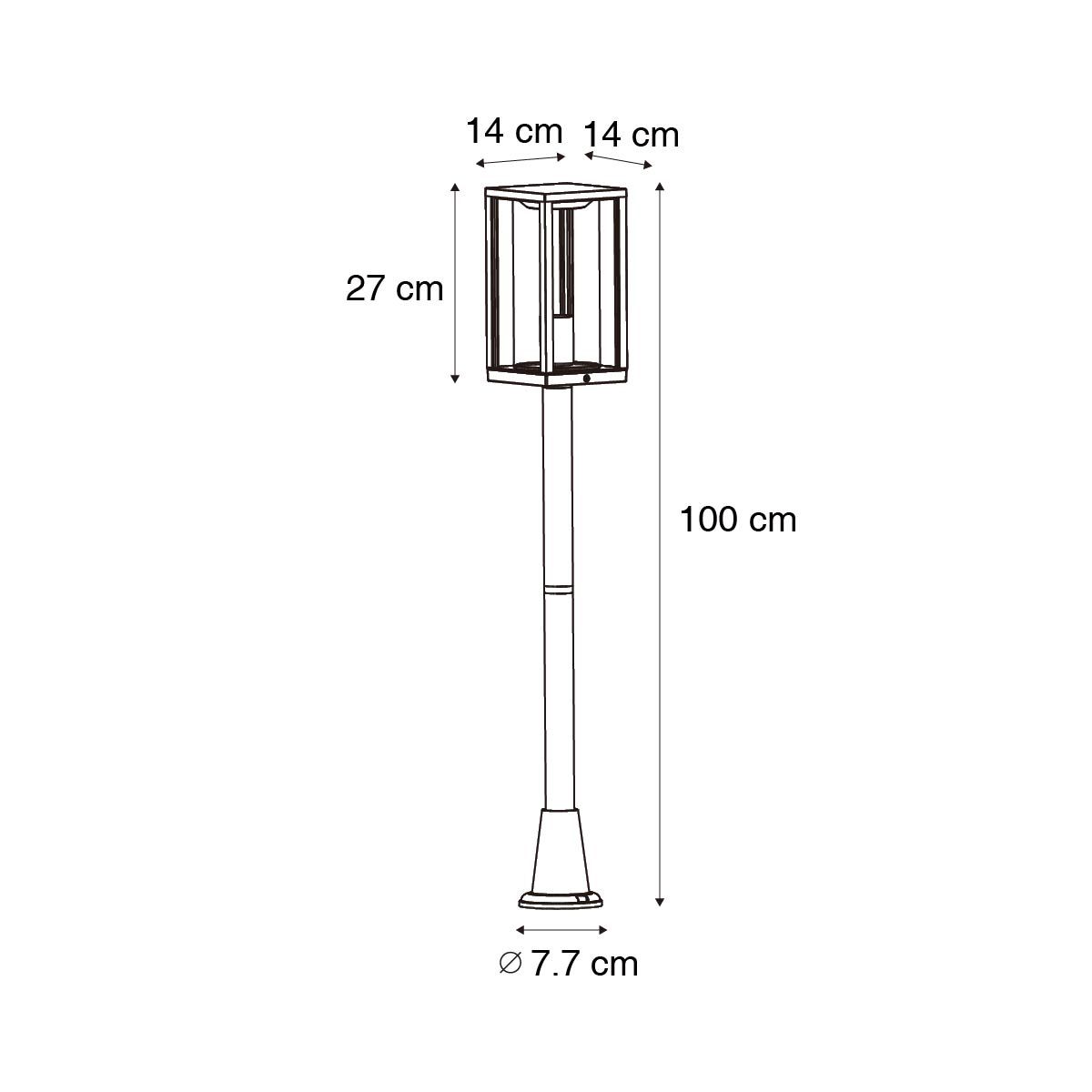 Staande buitenlamp zwart met smoke 100 cm IP44 - Charlois