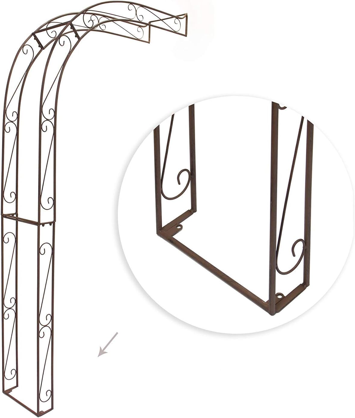 Dekoleidenschaft Rankhilfe Halbbogen aus Metall in Rost-Optik, Rankhilfe, Pergola, Rankbogen, Halb-Rosenbogen, Wandbogen halbrund, Metallbogen, Spalier