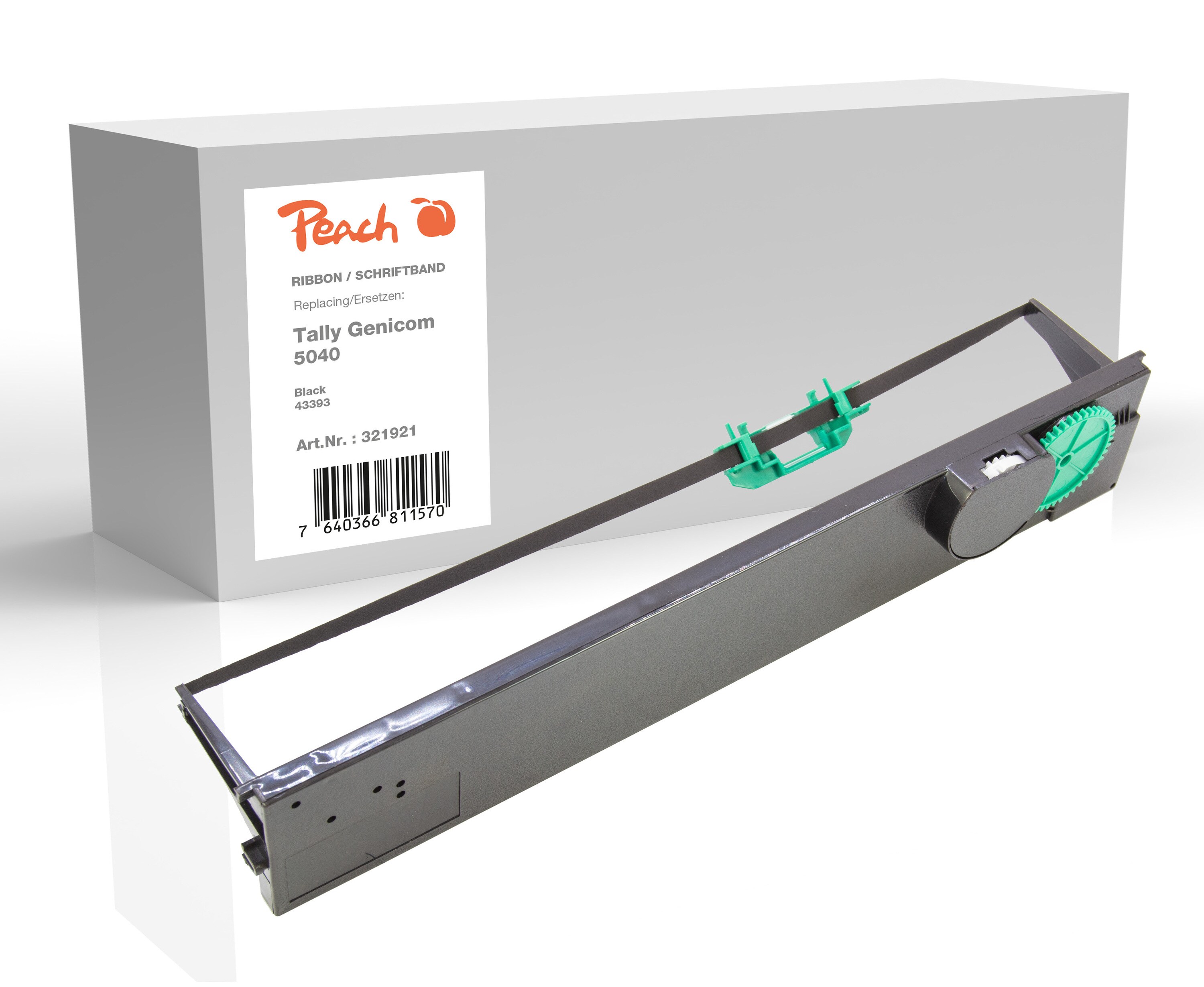 Peach Farbbandkassette kompatibel zu Tally Genicom 5040, schwarz, 43393 Tally