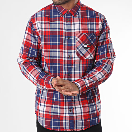 Chemise Manches Longues A Carreaux Relaxed Flannel 5404 Bleu Rouge