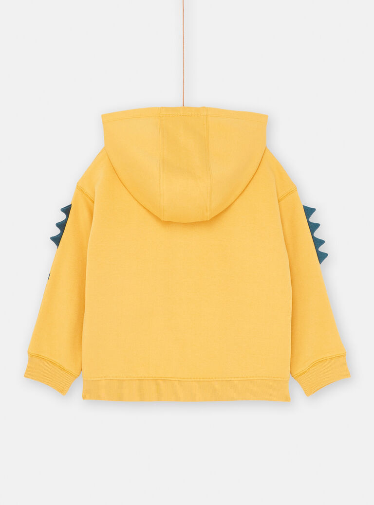 Gilet à capuche moutarde animation dino pour garçon