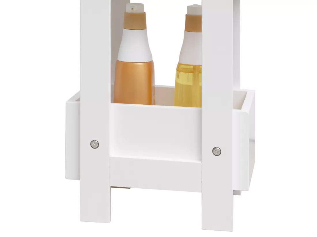 Meuble de salle de bain Etroite 3 Etagères en Bois Blanc