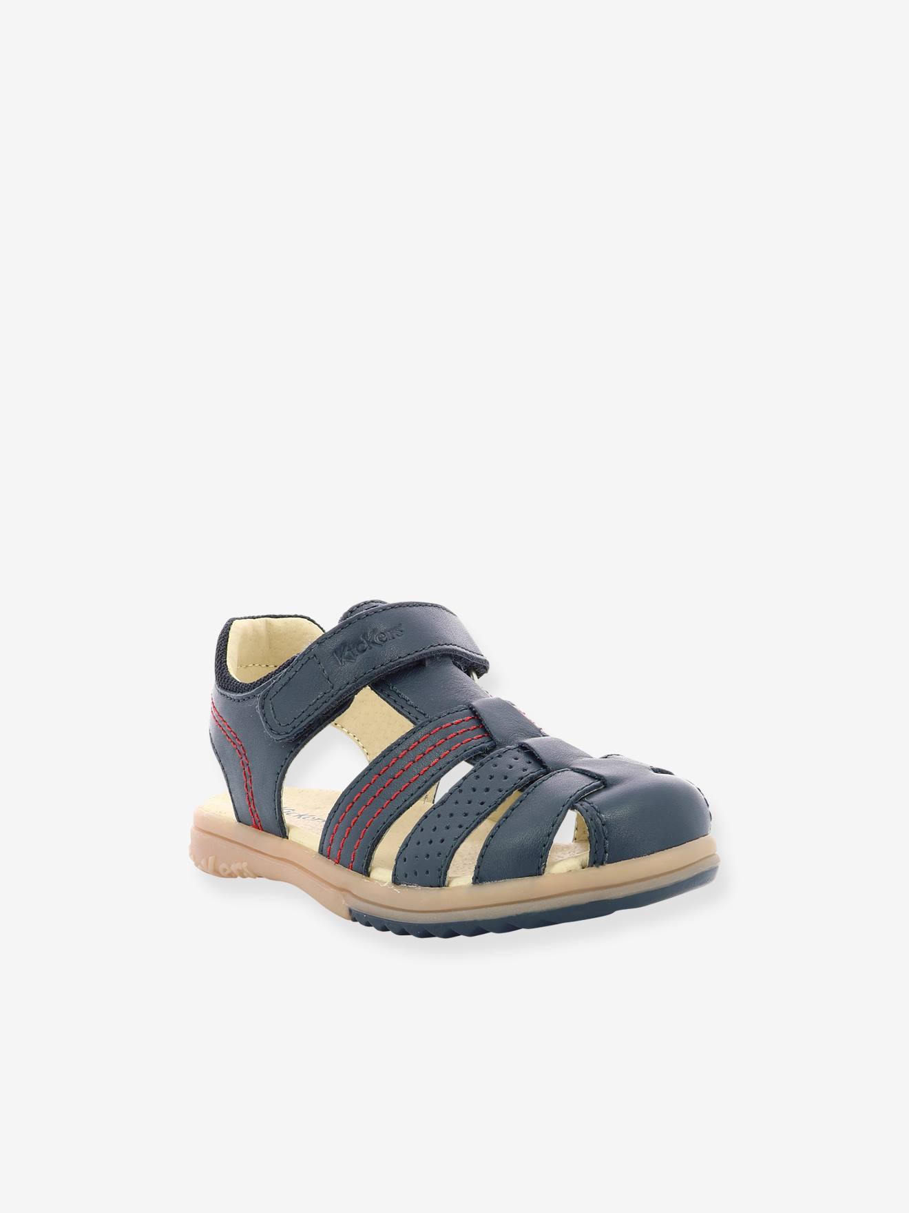 Sandálias KICKERS® Platinum em couro, azul escuro liso
