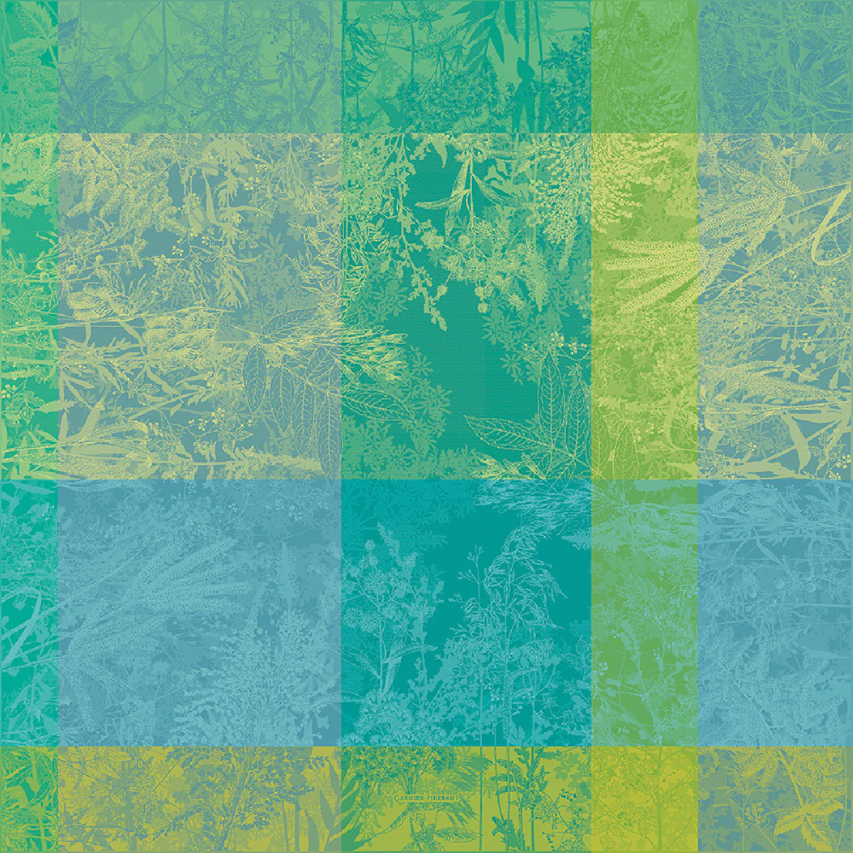 Nappe antitache déperlant pur coton vert 155x155 Garnier Thiebaut