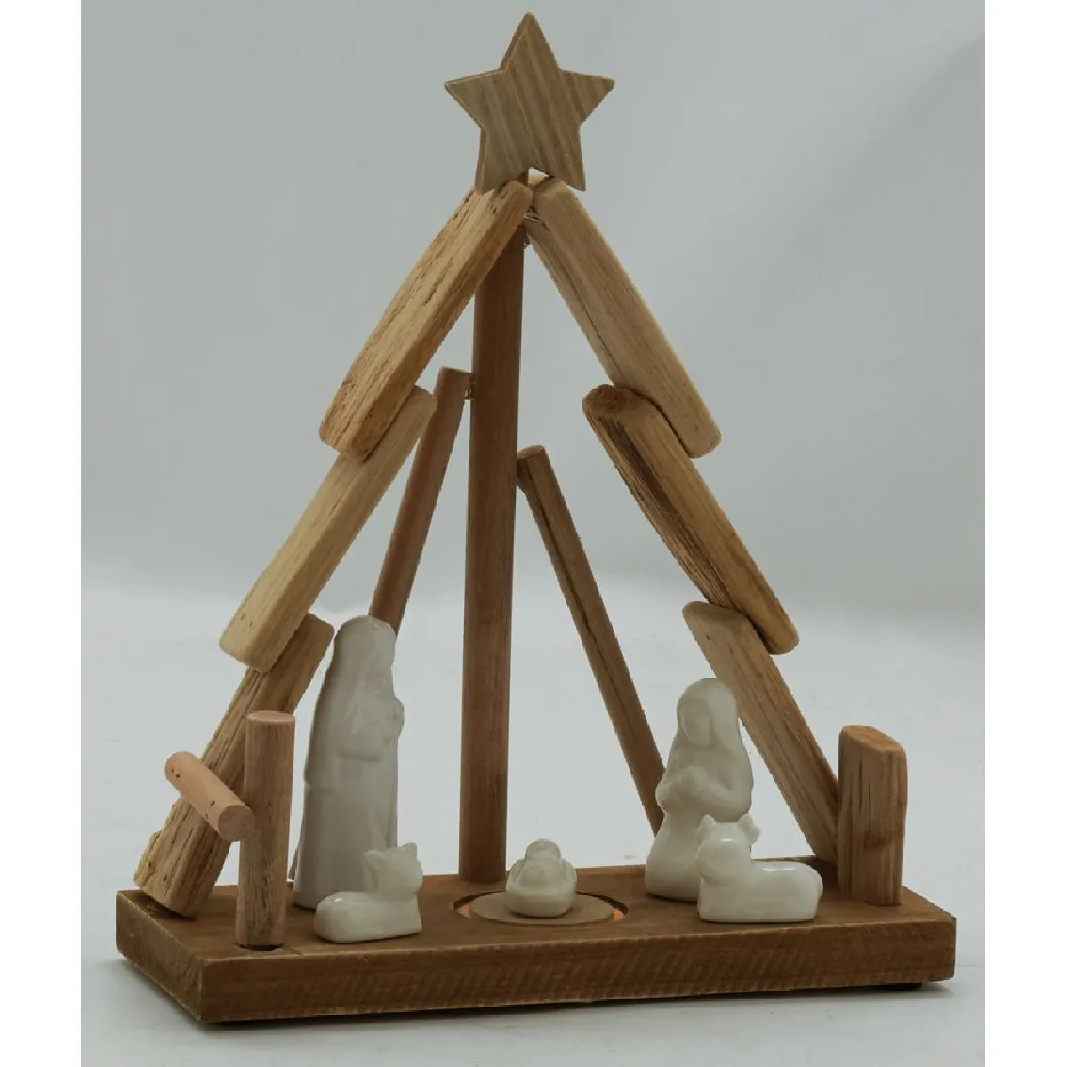 Aubry Gaspard Crèche en Bois et Céramique Sapin