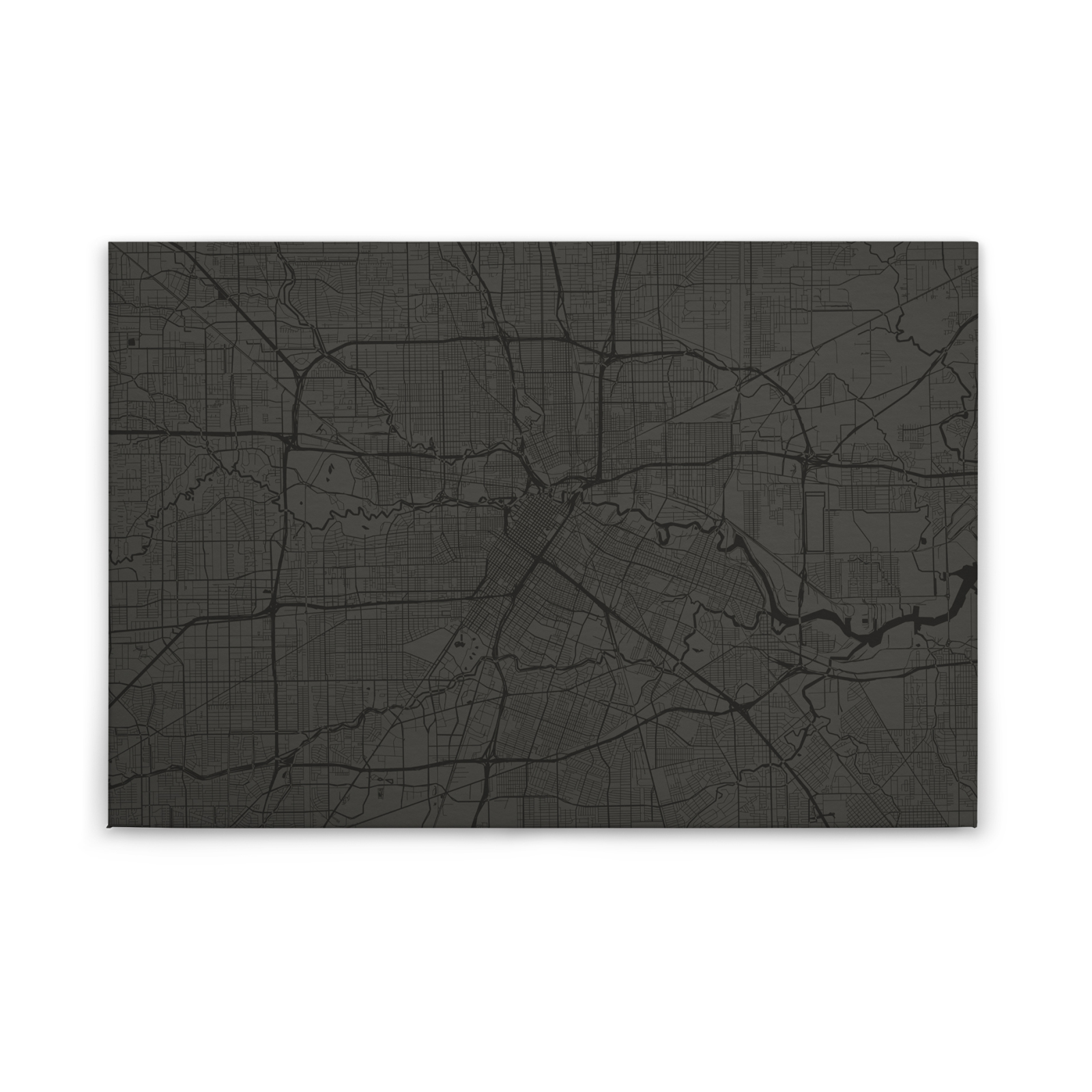 Leinwandbild STADTPLAN - schwarz-grau - 90x60 cm
