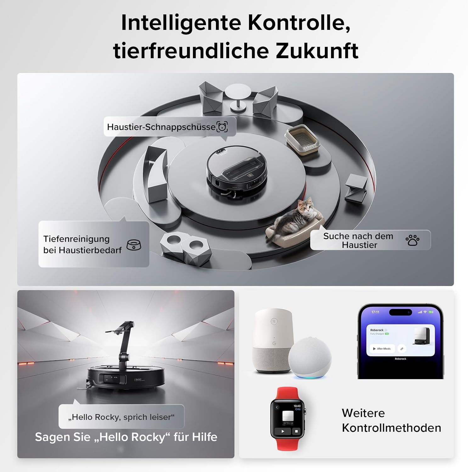 roborock Saros Z70 Saugroboter mit Wischfunktion, OmniGrip Arm, KI-gestützt, 22.000 Pa Saugkraft, 7.98 cm Ultra Slim, FlexiArm Riser, AdaptiLift Chassis, Heißwasser Mopp Waschen & Trocknen(Silber)