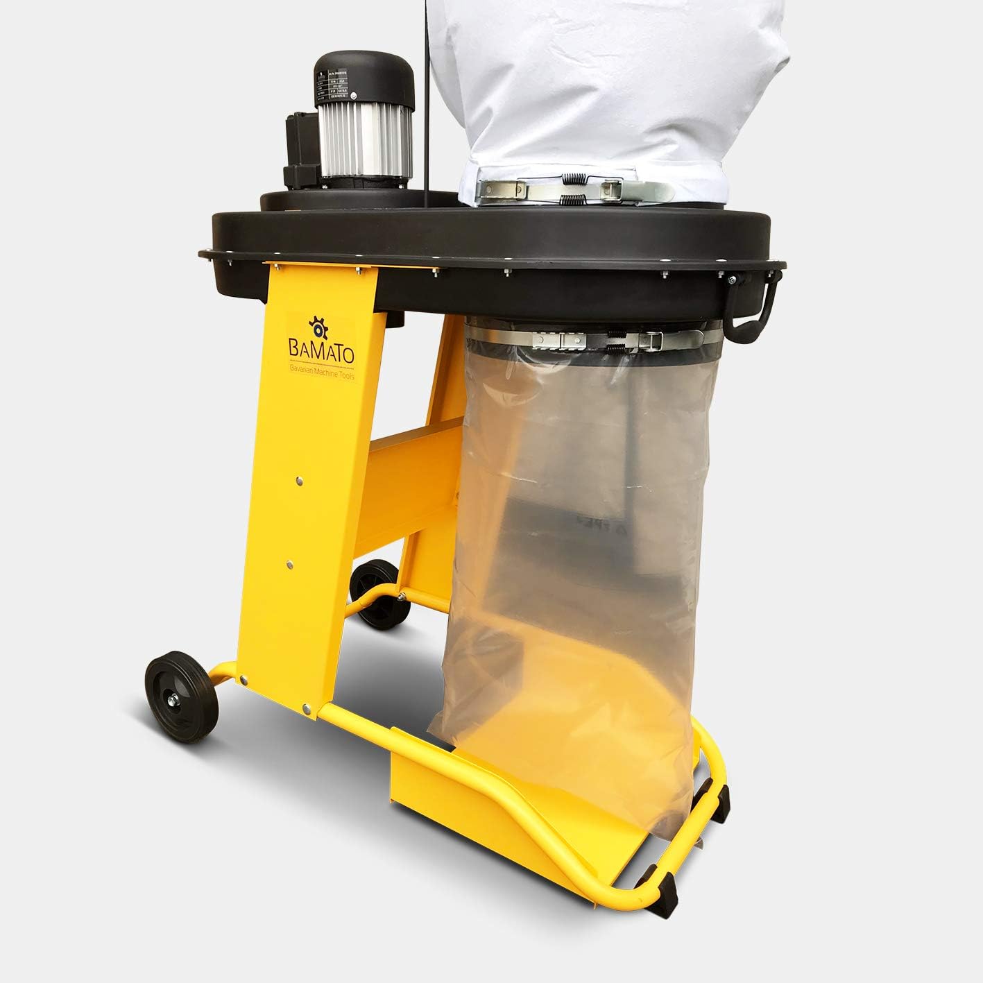 BAMATO Absauganlage AB-550 | inkl. Adapter Set | 230 V Elektromotor | 2,30m langer und flexibler Absaugschlauch | 1150 m³/h Absaugleistung | Integriertes Fahrwerk | Späneabsauganlage für Holz