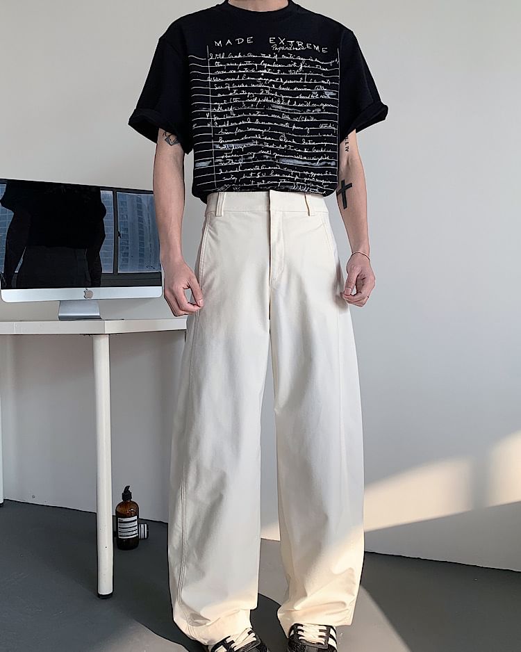 Omozando - Hoge taille effen rechte broek