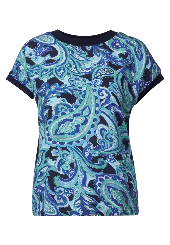 Materialmix T-Shirt - intense aqua