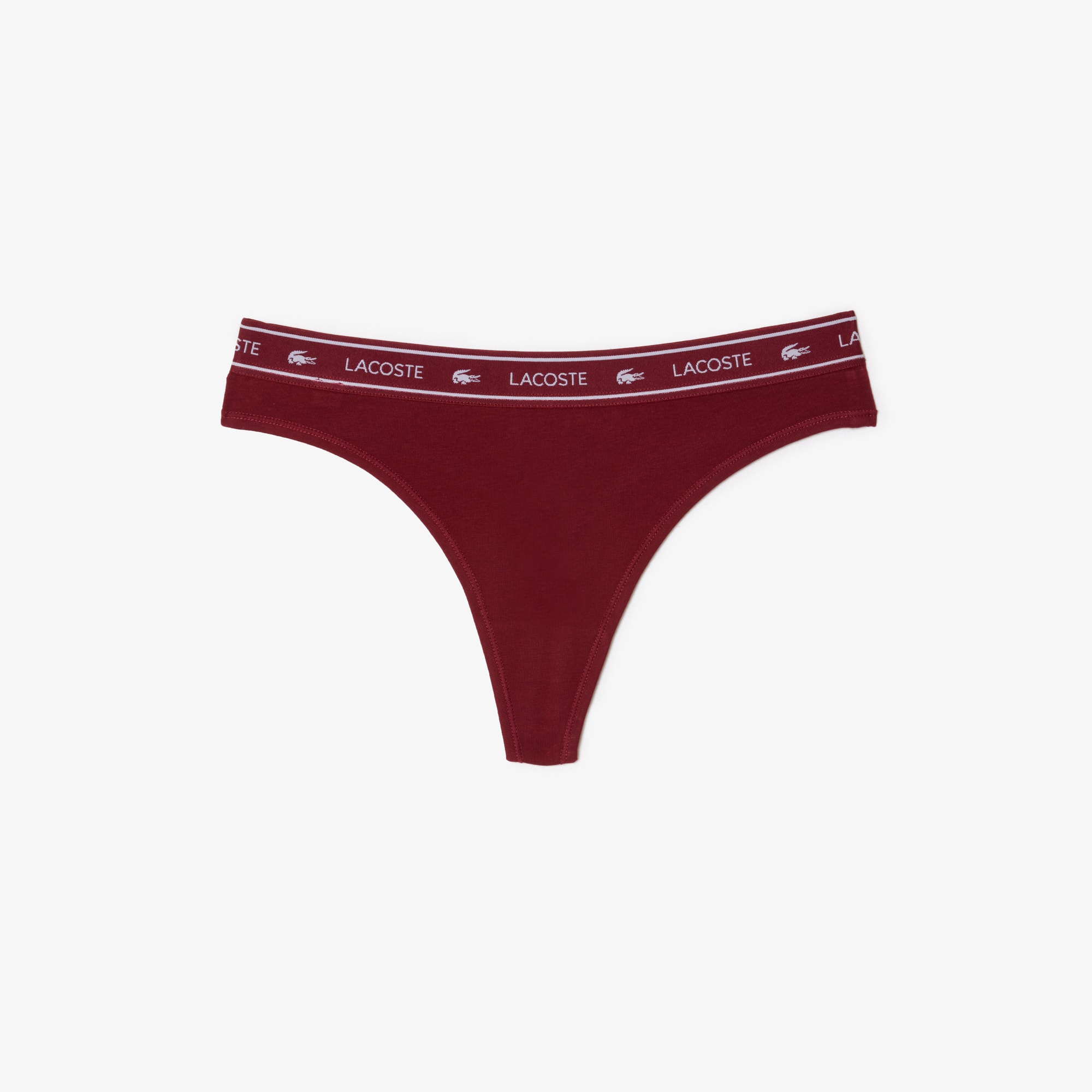 String avec ceinture siglée en coton stretch Culottes & bas - Rouge - Lacoste - Femme