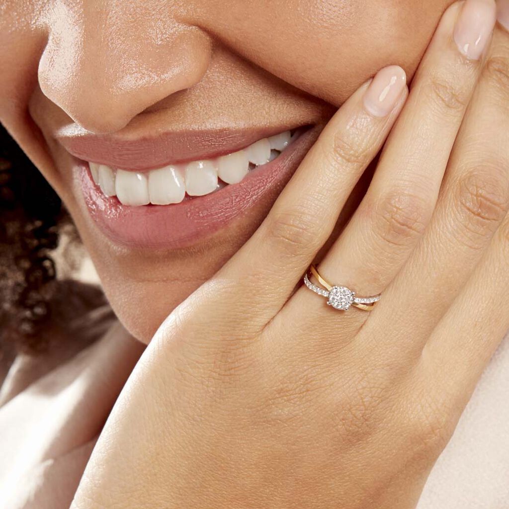 Bague Solitaire Shonah Or Bicolore Diamant