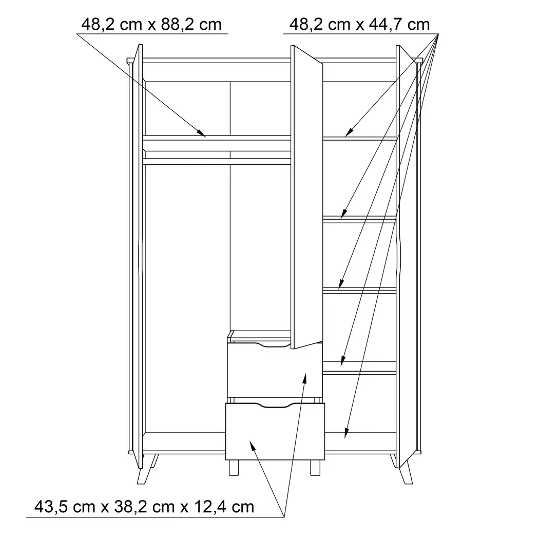 Kleiderschrank Vankka 139 x 202 cm