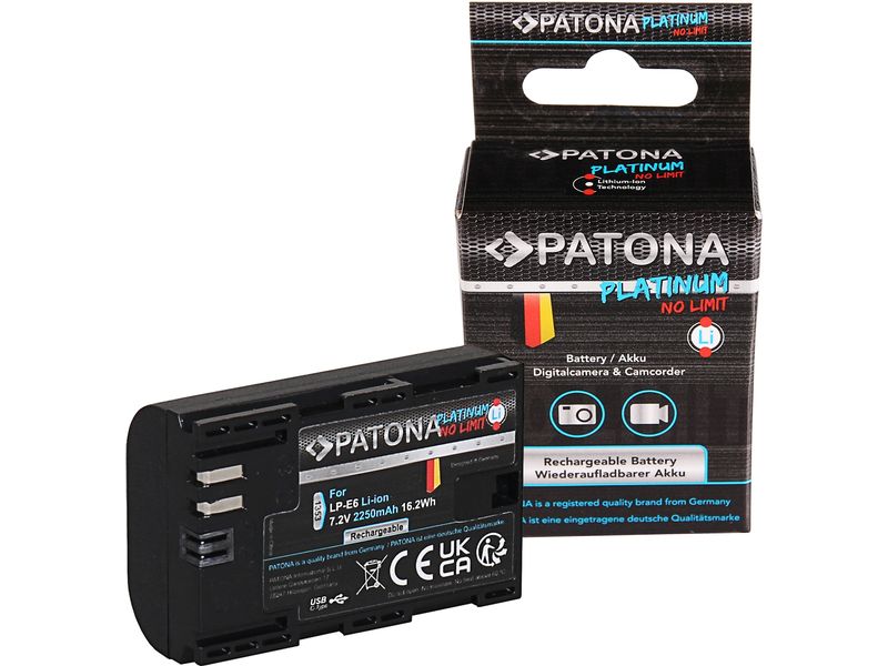 Patona Platinum Akku für Canon LP-E6 Platinum Batteriesatz für Canon