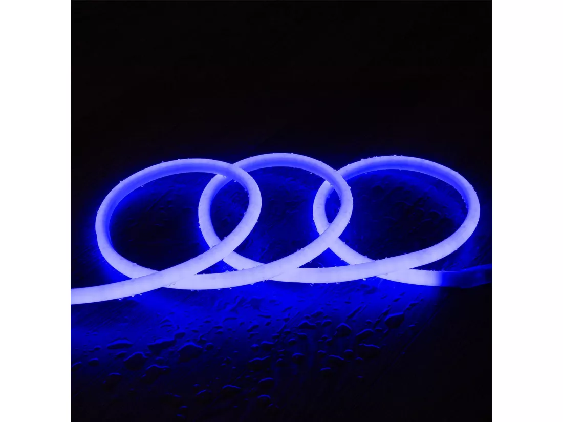 Ruban Néon LED Dimmable 220V Circulaire SFLEX17 IP65 sur Mesure Coupe tous les 100 cm Bleu 15 m