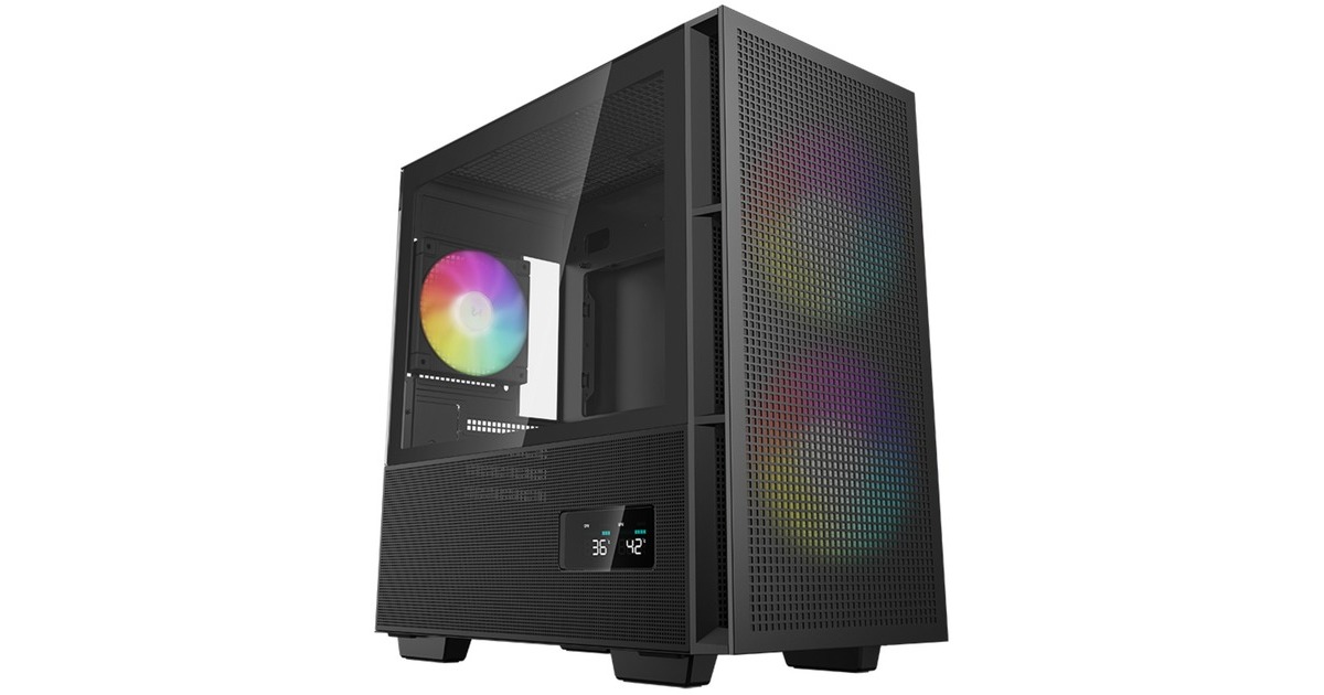 DeepCoolCH360 DIGITAL mini tower behuizing  (Zwart | 1x USB-A | 1x USB-C | RGB | Window)
