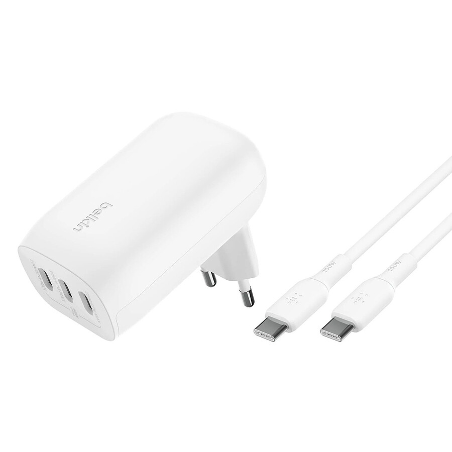 Belkin Chargeur secteur 3 ports USB-C 67 W + câble USB-C vers USB-C 2 m