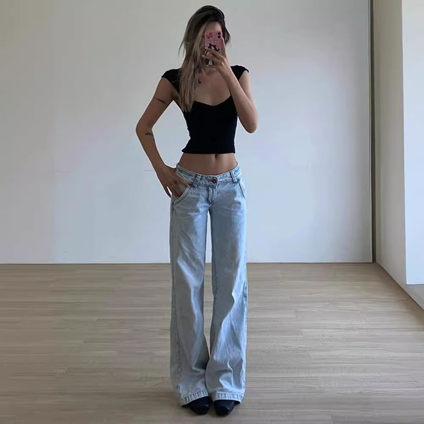 Jerolenea - Low Rise Washed Loose Fit Jeans