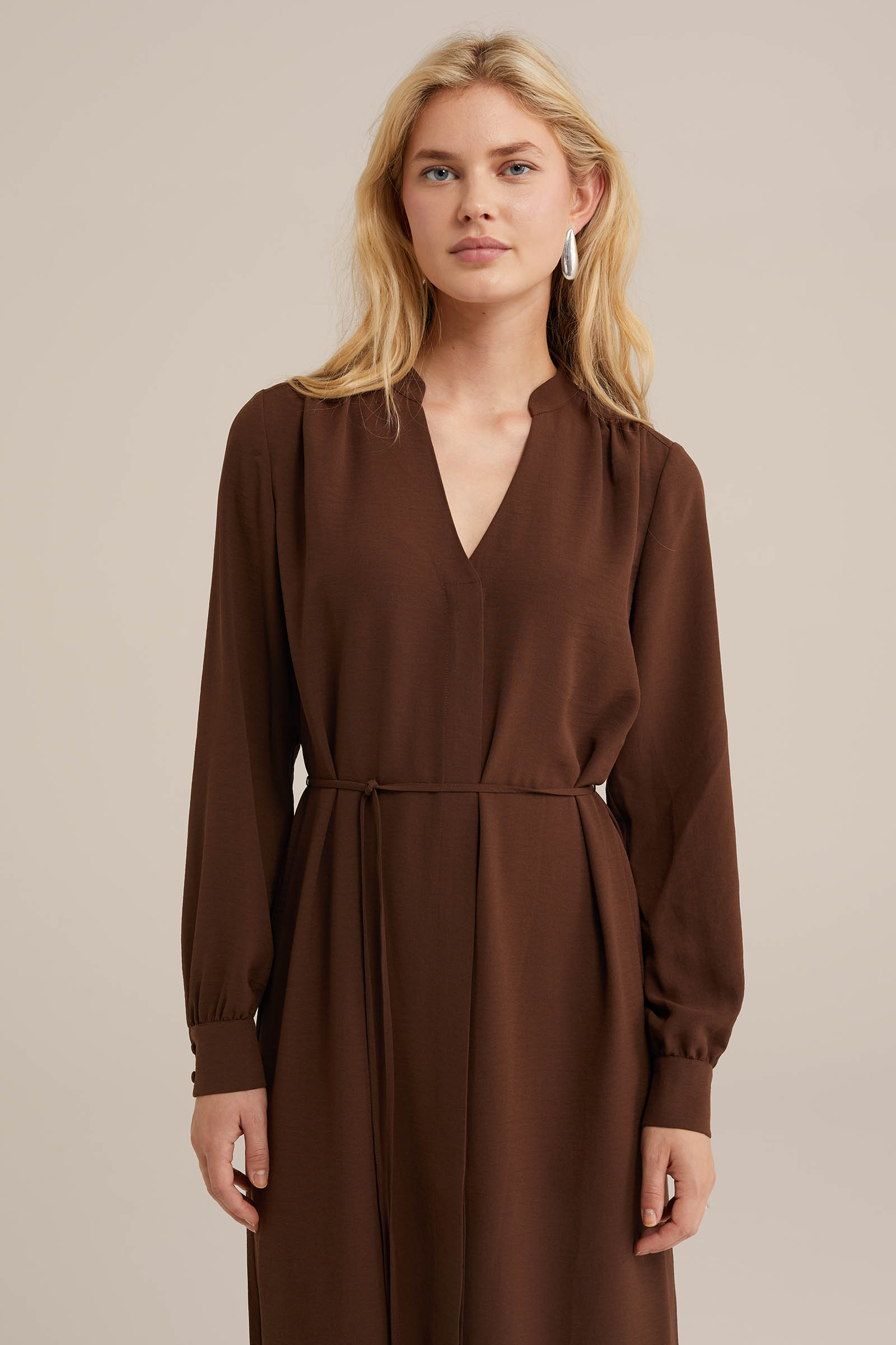 jurk met dessin WE Fashion Bruin