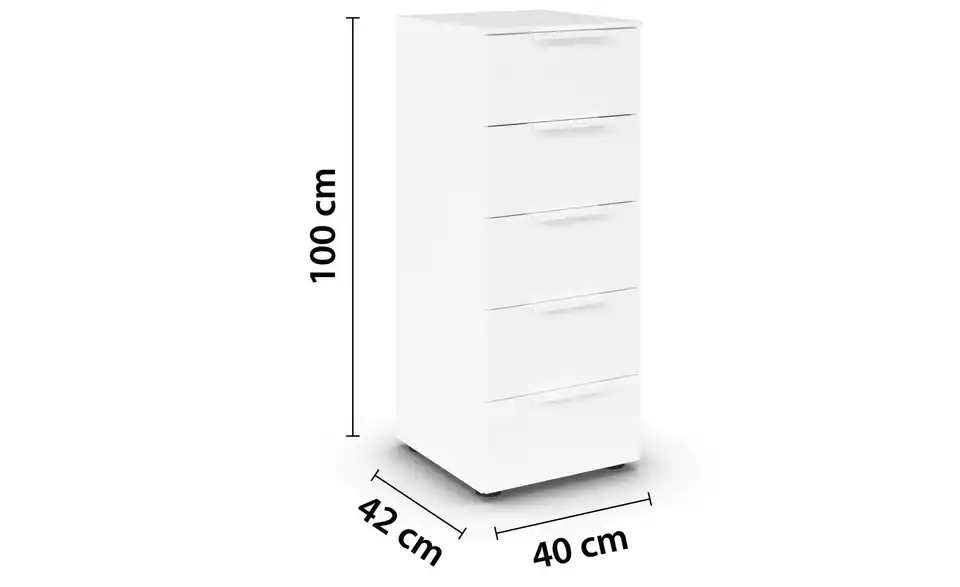 Kommode Weiß Weiß Front: Dekor, Oberboden: Dekor 40 cm Weiß