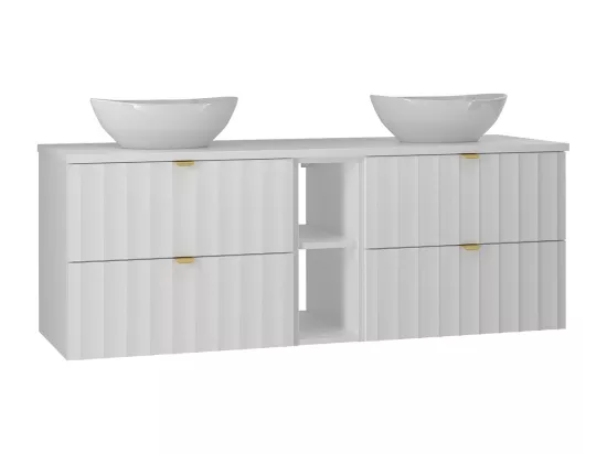 Meuble double vasque 140cm 2 niches Lexa Blanc