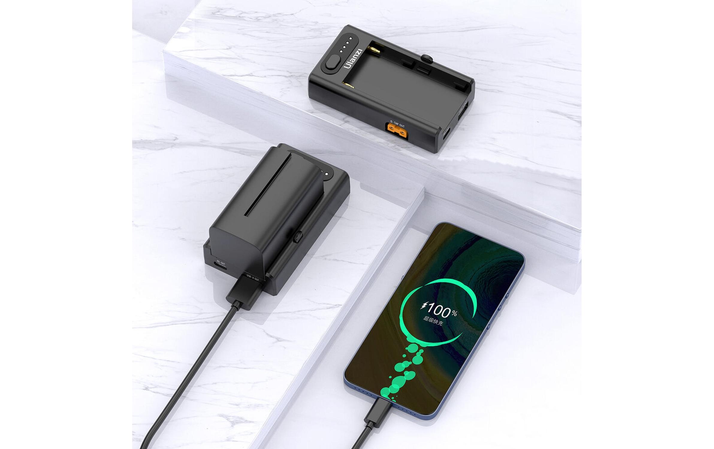Ladegerät NP-F01Ulanzi NP-F01 Multifunktionales Akku-Ladegerät/Netzteil für Sony L-Serie, AC, Chemie-Li-Ion, 1 Position, W/O-Ausgang, USB, Quick Charge