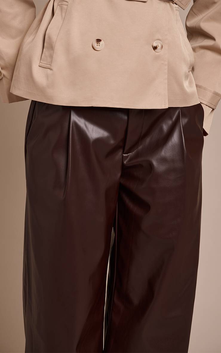 Chocolat Pantalon Plissé En Synthétiquecuir