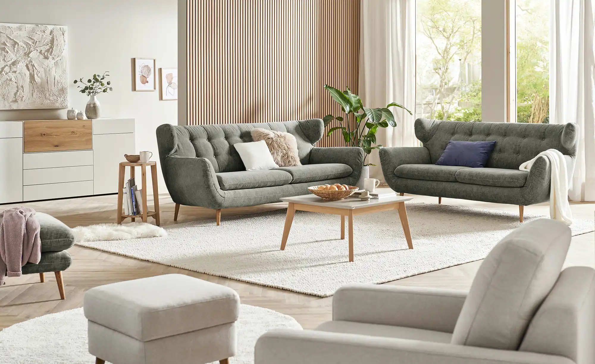 finya Sofa, 3-sitzig  aus Chenille Sortland
