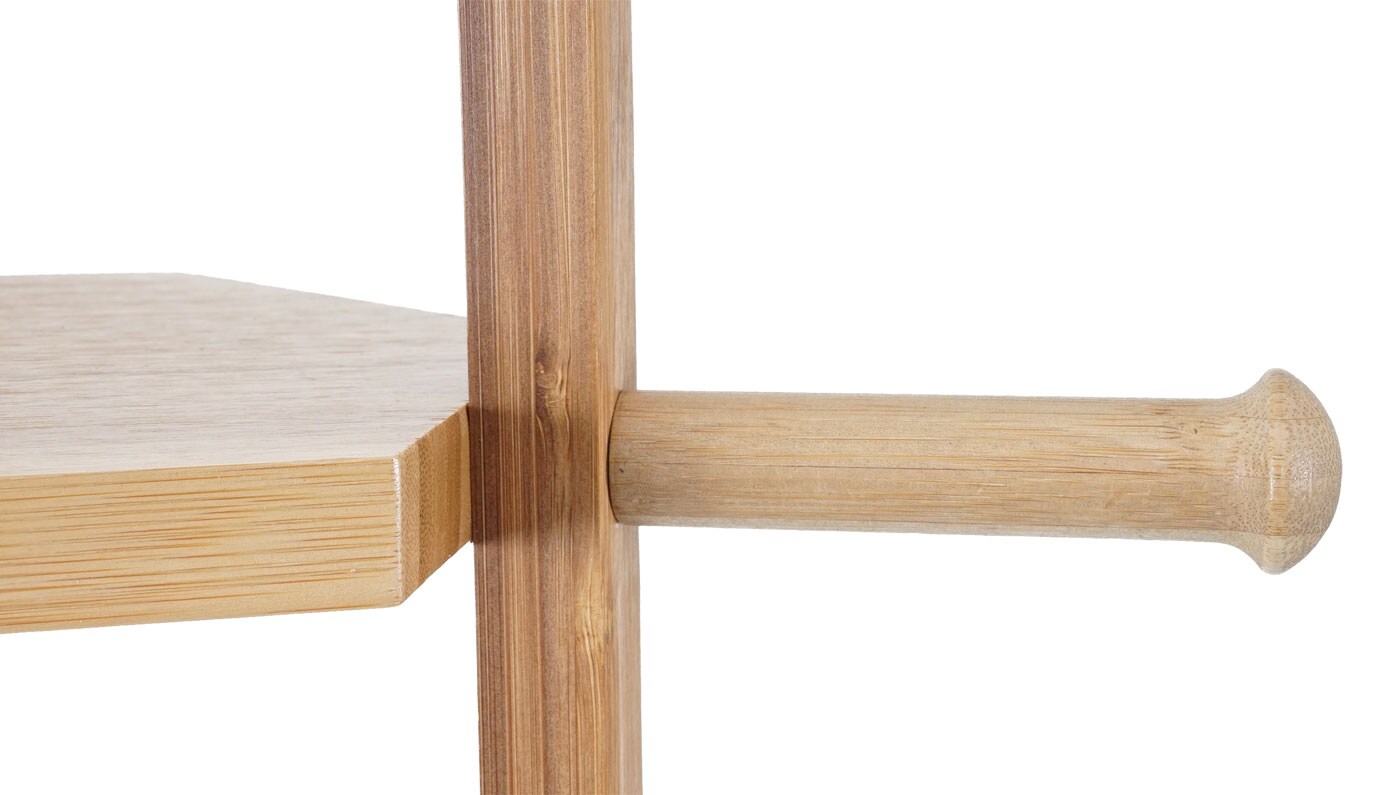 Garderobenständer MCW-D89, Standgarderobe Garderobe Kleiderständer, Holz Bambus 177x48x48cm