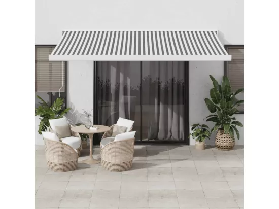 Auvent rétractable anthracite et blanc 4x3 m tissu et aluminium