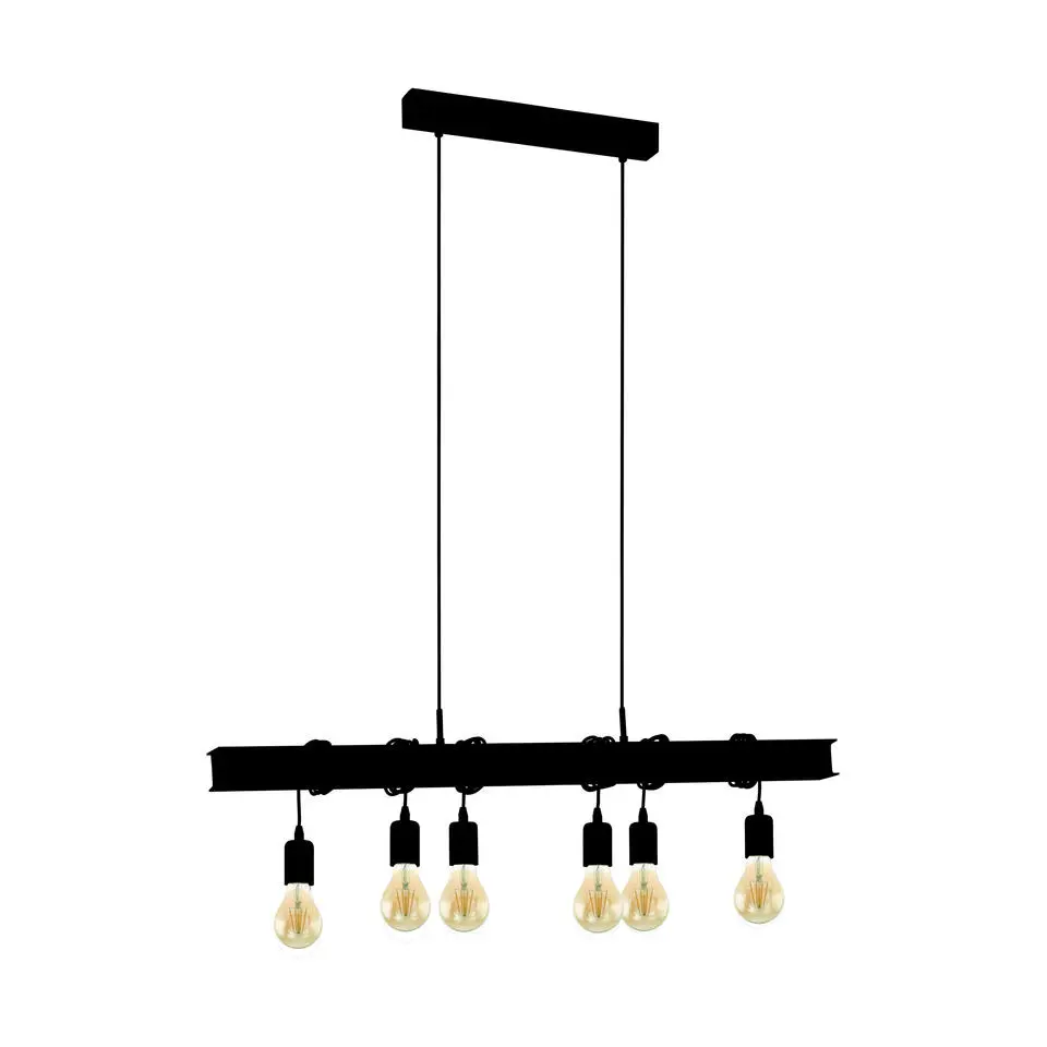 EGLOTownshend6Hanglamp-E27-100,5cm-Zwart