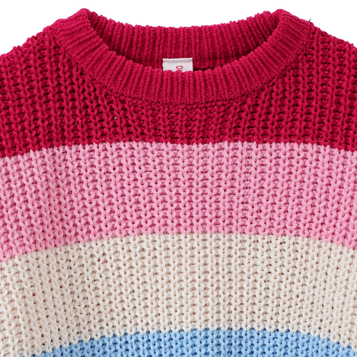 Topolino Mädchen Strickpullover mit Blockstreifen pink / creme / hellblau