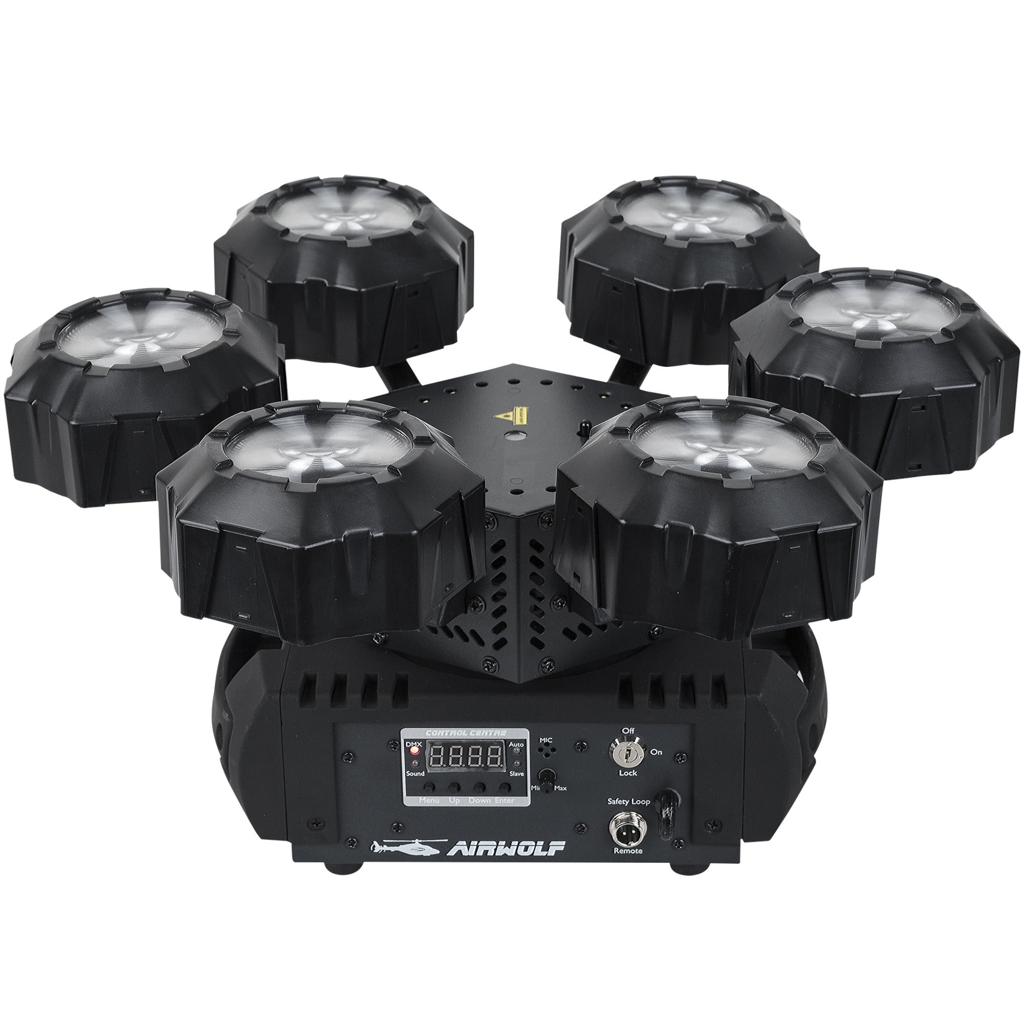Showtec Airwolf multi-effect met rotatie, RGBW, stroboscoop en laser