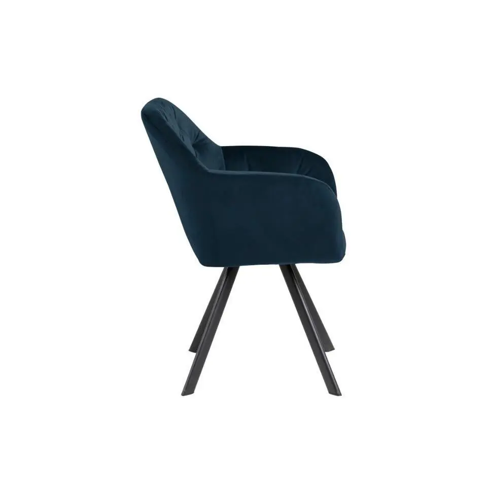 Eetkamerstoel - Blauw - Stof - Zithoogte 47,5cm - Lida