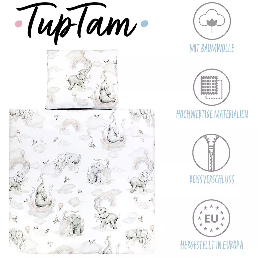 TupTam Unisex Baby Bettwäsche Wiegenset 4-teilig regenbogen
