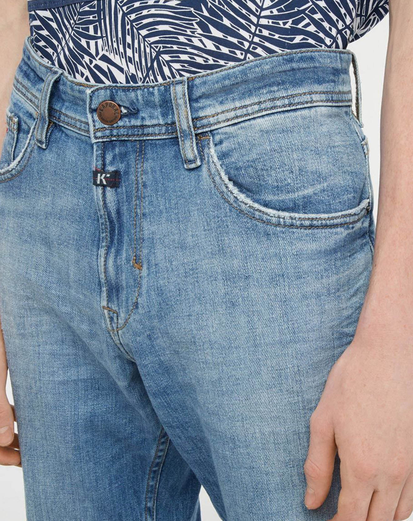 Kaporal 5 Jean Droit Datte délavé bleu