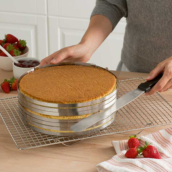 Set couteau à génoise spatule à glaçage et cercle à trancher extensibl