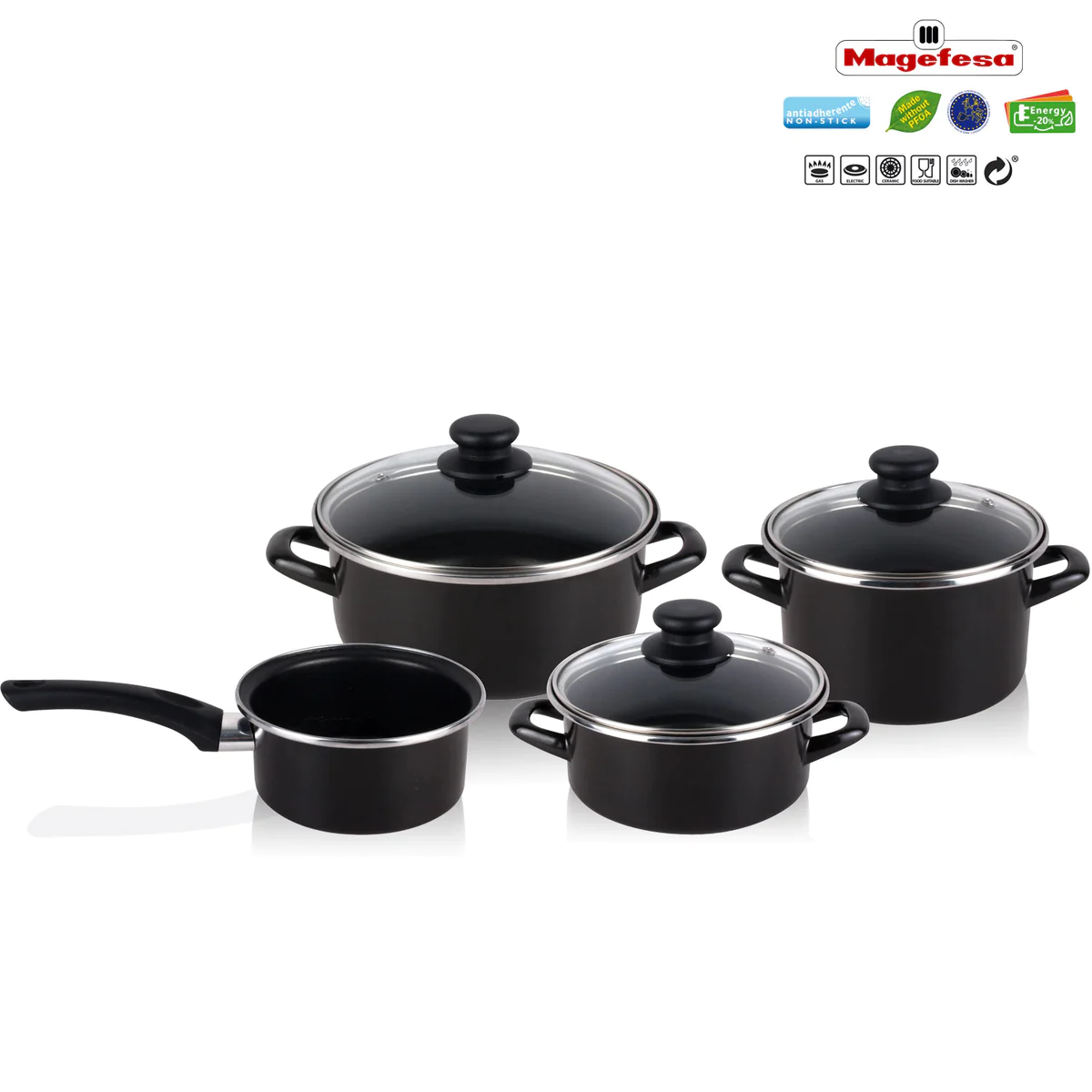 Batterie de cuisine 7 pièces Jeu 3 poêles 18-20-24 cm induction antiad