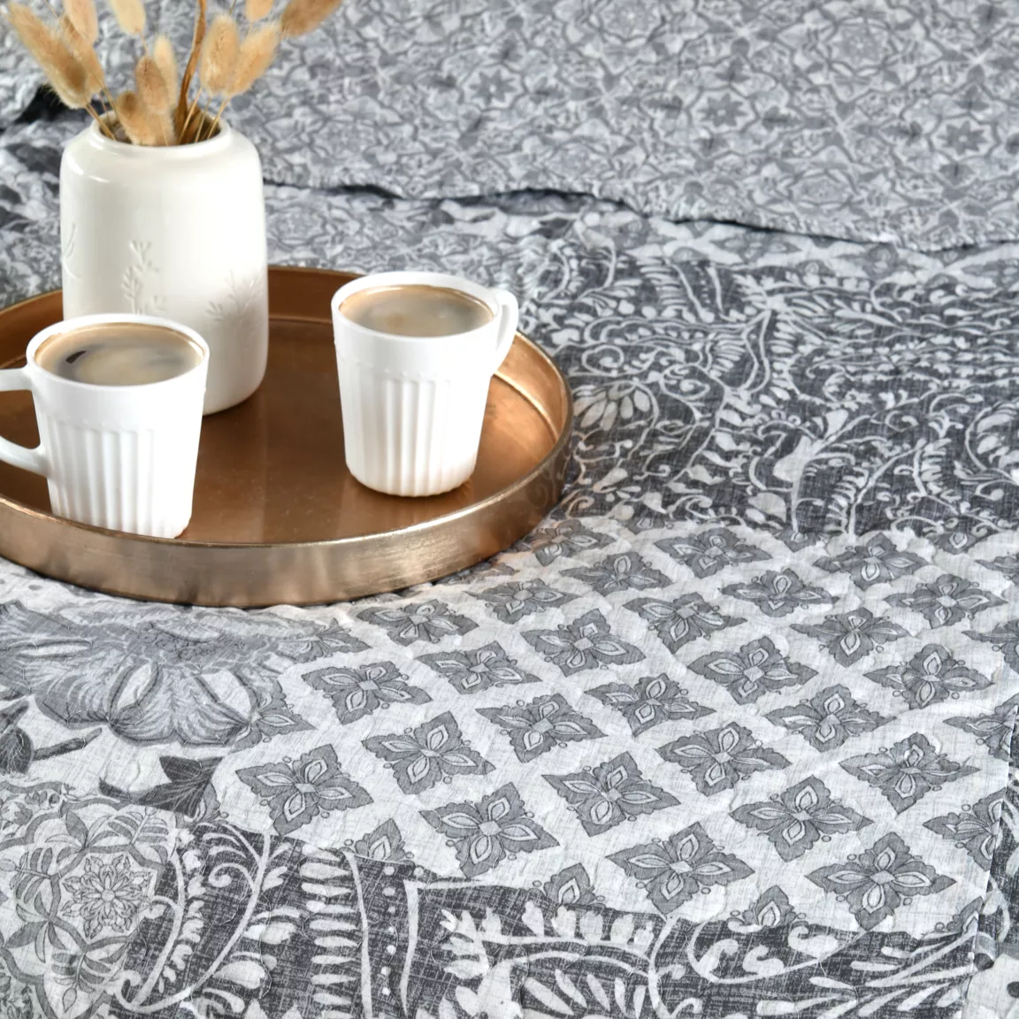 Couvre-lit et taie d'oreiller (180 x 240 cm) Octavia Gris