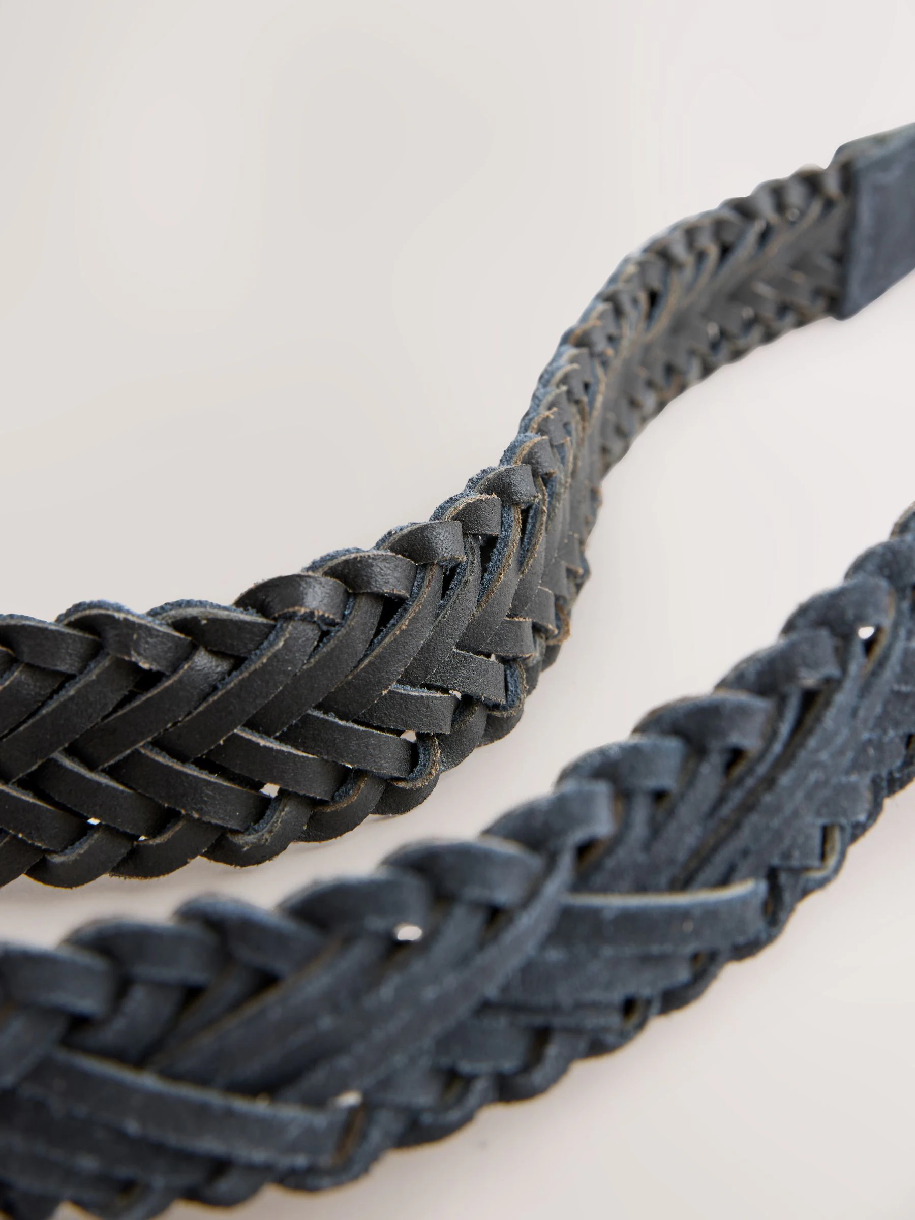 Marineblauw - Hand Plaited Leather Belt