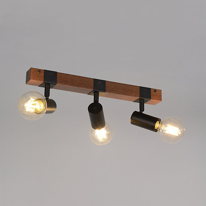 Réglette spot 3 lumières E27 40W Corep Aalto noir L.44 x H.9.5 x P.12,5 cm