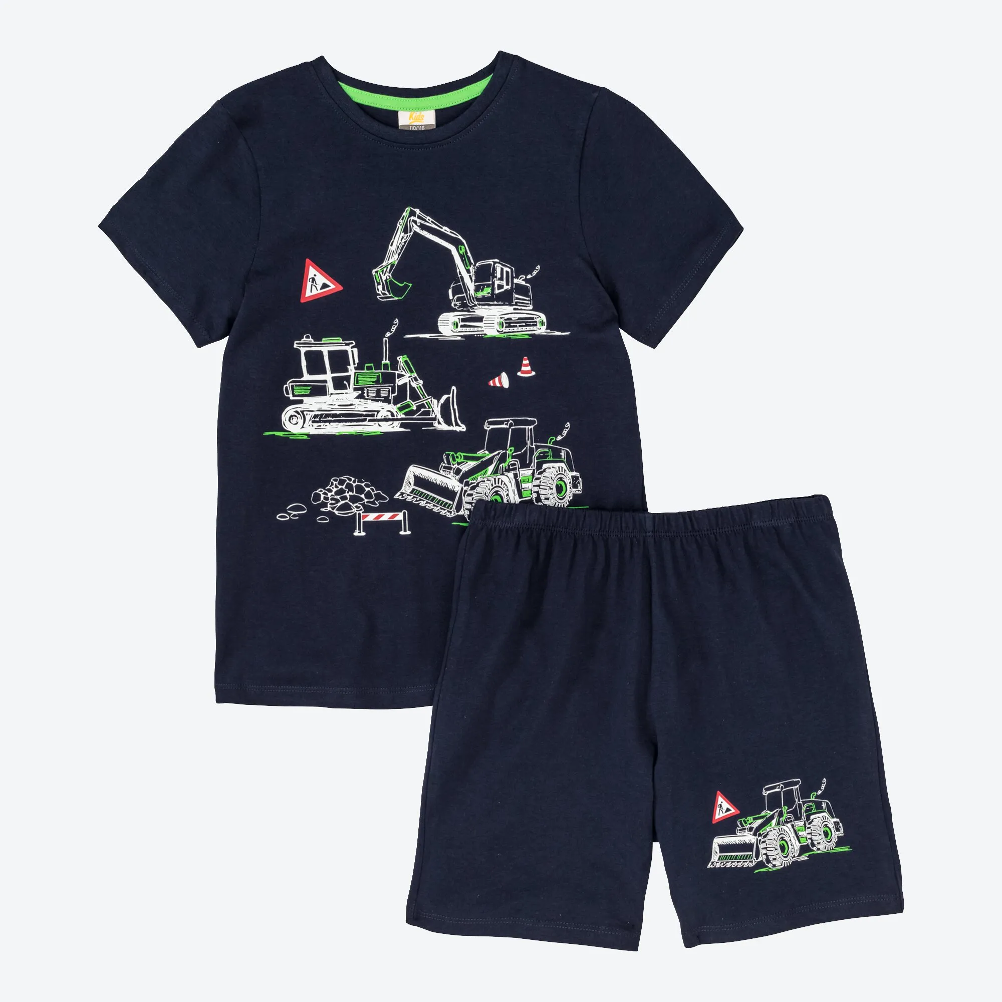Jungen-Shorty mit Baustellen-Frontaufdruck, 2-teilig