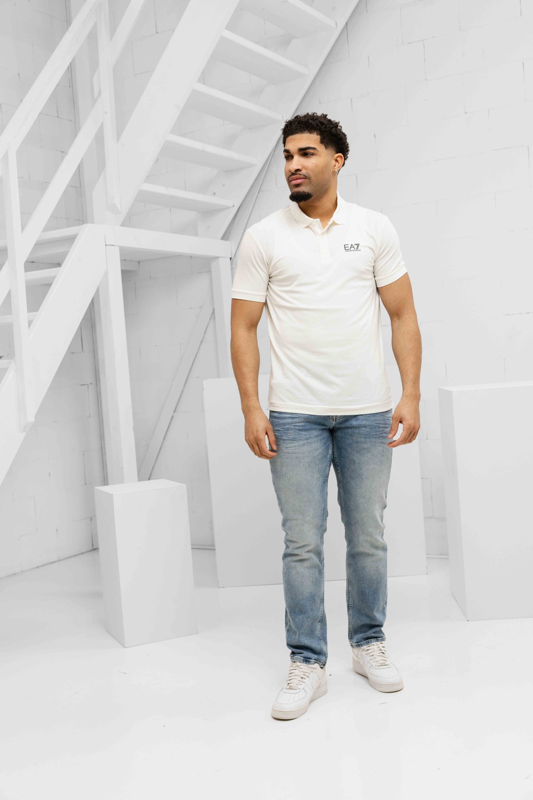 EA7 Emporio Armani 8NPF14 Polo Heren Gebroken Wit