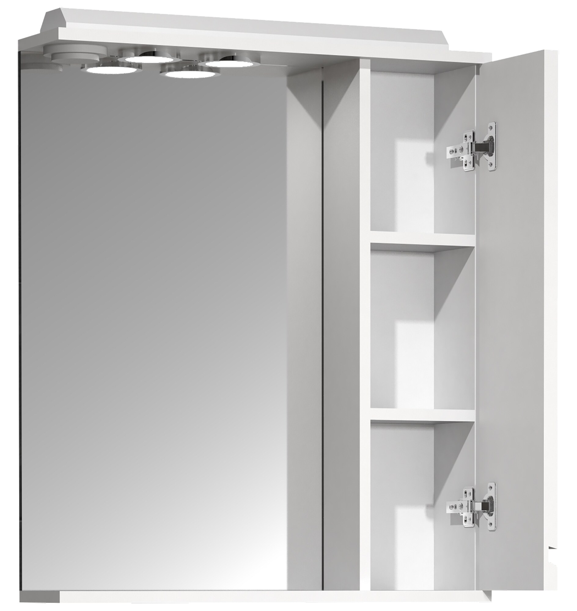 VCM Badspiegel Wandspiegel Breite 60 cm Hängespiegel Spiegelschrank Badezimmer Drehtür grifflos Beleuchtung Silora L