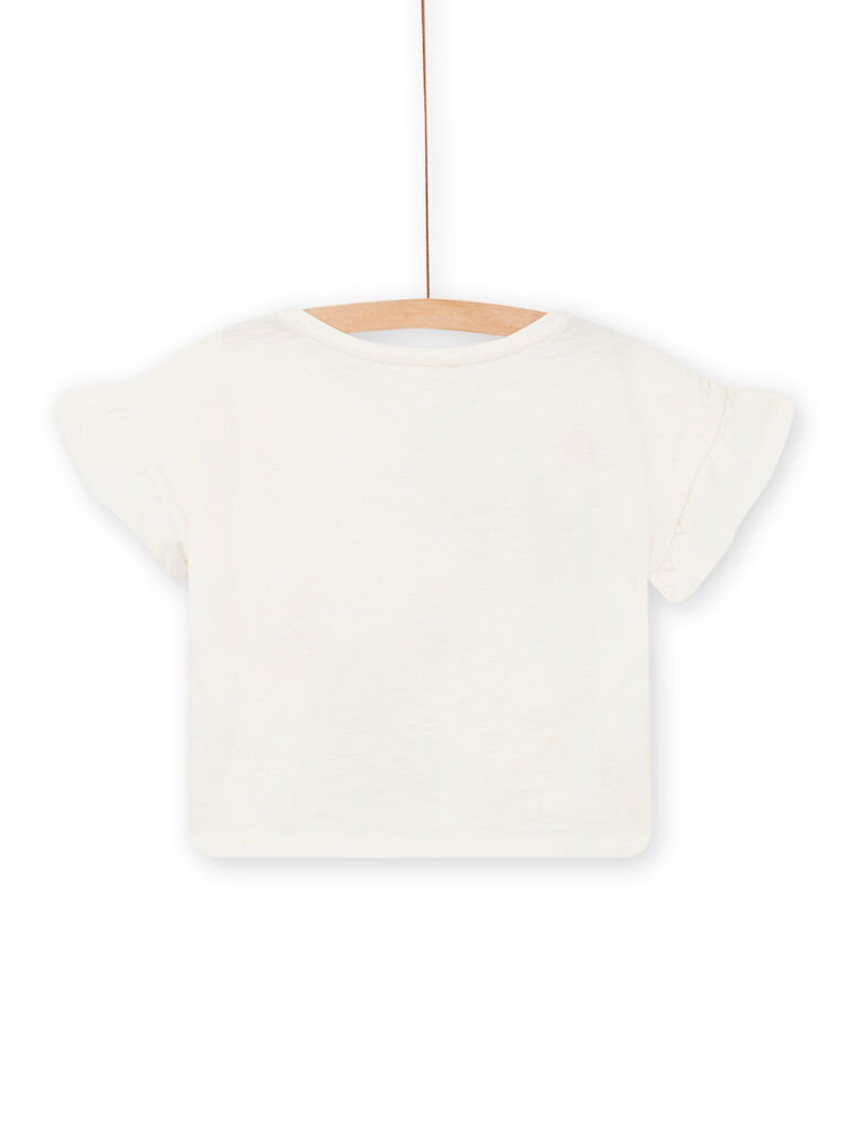 T-shirt animations palmiers manches courtes écru enfant fille