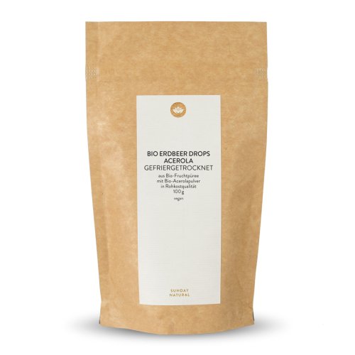 Sunday Natural Products  Bio Erdbeer DropsAcerolaGefriergetrocknet