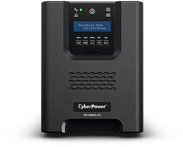 CyberPower Professional Series PR1000ELCD - UPS - AC 230 V - 900 Watt - 1000 VA - 12 At - RS-232, USB - output-stikforbindelser: 8